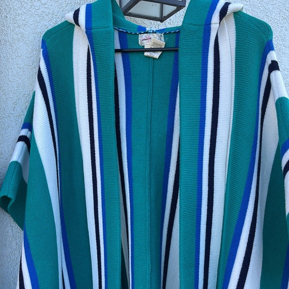 New Free People All I Need Stripe Hooded Poncho Jacket - Picture 12 of 12